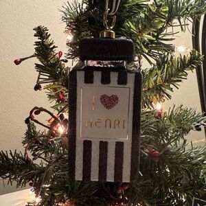 Henri Bendel Black and White Striped Ornament